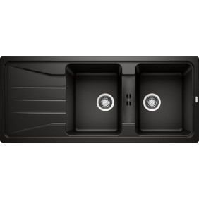 Blanco SONA 8 S Lavello 2 vasche sopratop 116 x 50 con gocciolatoio reversibilenero