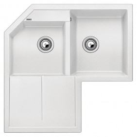 Blanco METRA 9 E Metra Lavello angolo cm. 83 x 83 silgranitbiancogocciolatoio sinistro